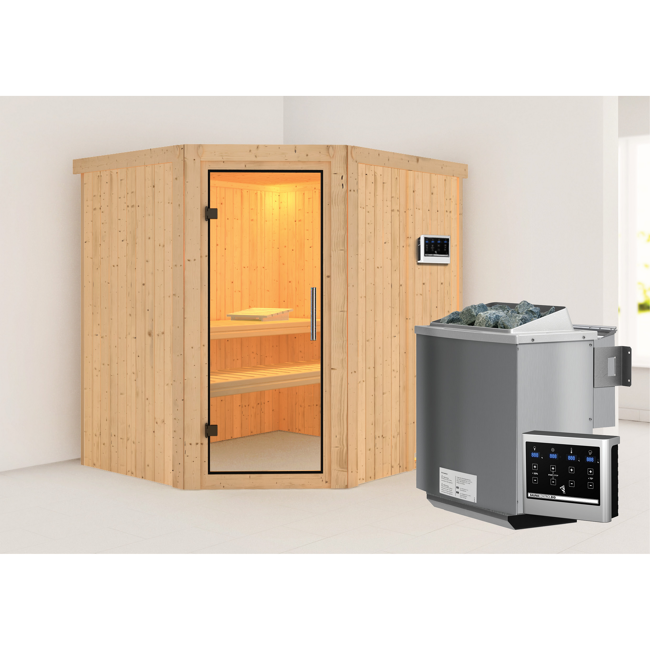 Bild von Systemsauna 'Siirin' mit Bio-Ofen natur 196 x 198 x 170 cm, 4,5 kW
