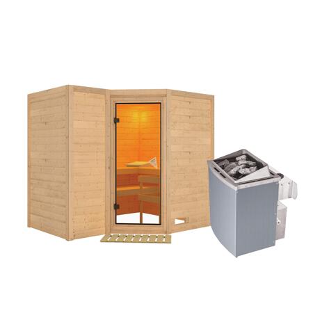 4. Bild von Massivholzsauna 'Sahib 2' mit Ofen natur 236 x 209 x 184 cm, 9 kW