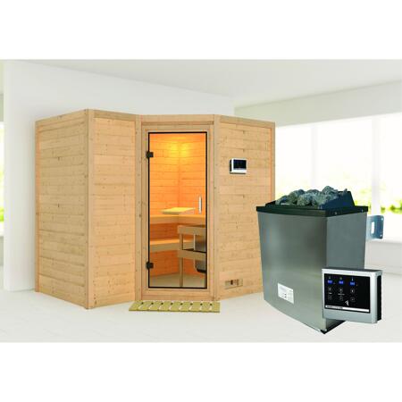 2. Bild von Massivholzsauna 'Sahib 2' mit Ofen natur 236 x 209 x 184 cm, 9 kW