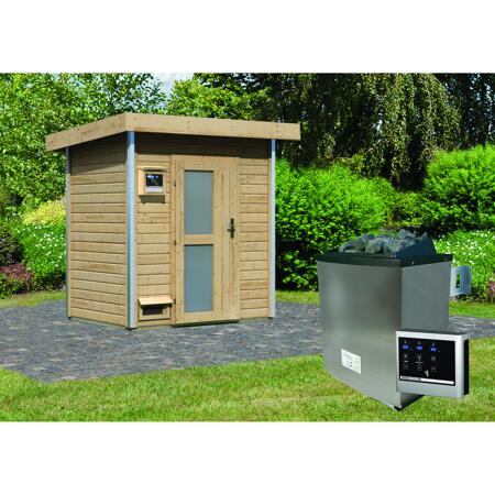 3. Bild von Massivholzsauna 'Jorgen' mit Ofen natur 196 x 228 x 146 cm, 9 kW