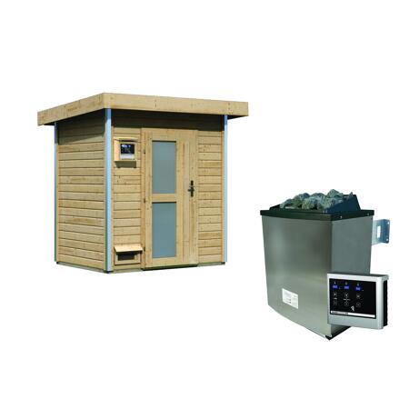 5. Bild von Massivholzsauna 'Jorgen' mit Ofen natur 196 x 228 x 146 cm, 9 kW
