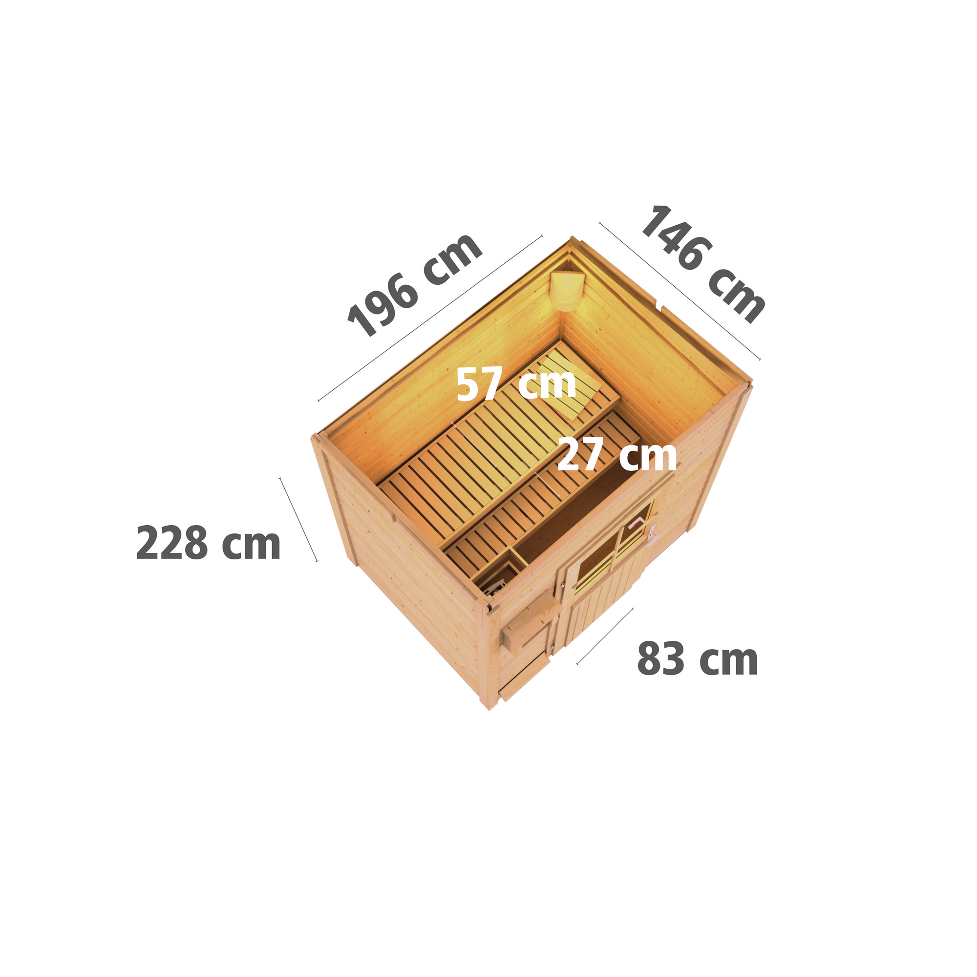 Massivholzsauna 'Jorgen' mit Bio-Ofen natur 196 x 228 x 146 cm, 9 kW + product picture