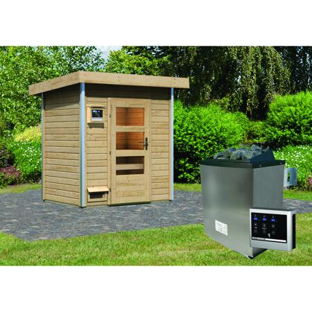 3. Bild von Massivholzsauna 'Jorgen' mit Ofen natur 196 x 228 x 146 cm, 9 kW