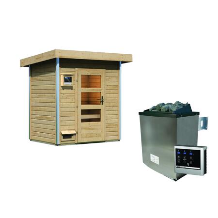 5. Bild von Massivholzsauna 'Jorgen' mit Ofen natur 196 x 228 x 146 cm, 9 kW