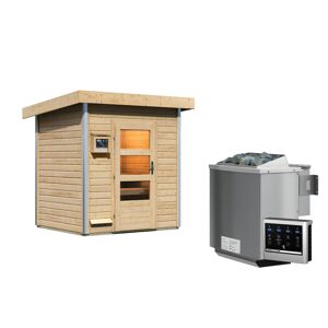 Massivholzsauna 'Jorgen' mit Bio-Ofen natur 196 x 228 x 146 cm, 9 kW