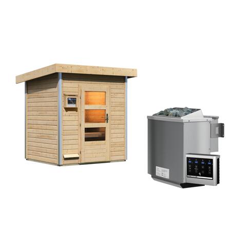 5. Bild von Massivholzsauna 'Jorgen' mit Bio-Ofen natur 196 x 228 x 146 cm, 9 kW