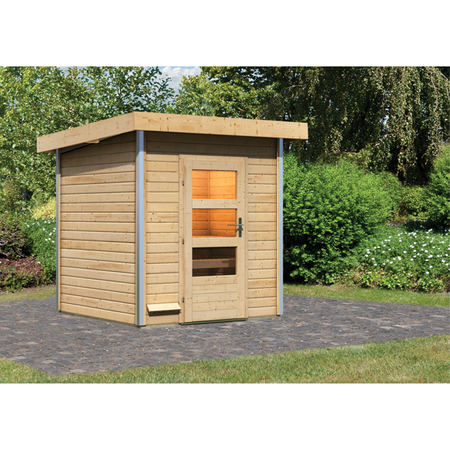 Bild von Massivholzsauna 'Torge' natur 196 x 228 x 196 cm