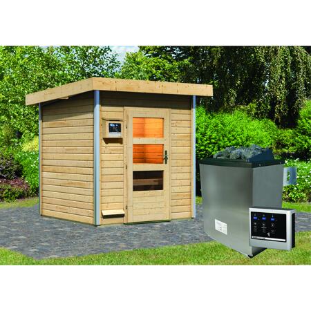 2. Bild von Massivholzsauna 'Torge' mit Ofen natur 196 x 228 x 196 cm, 9 kW