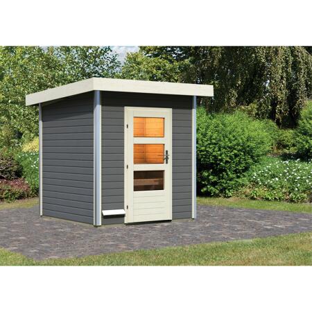 3. Bild von Massivholzsauna 'Torge' grau 196 x 228 x 196 cm