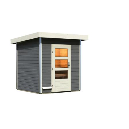 5. Bild von Massivholzsauna 'Torge' grau 196 x 228 x 196 cm