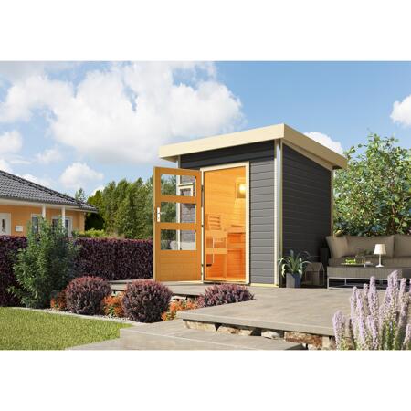 2. Bild von Massivholzsauna 'Torge' mit Bio-Ofen grau 196 x 228 x 196 cm, 9 kW