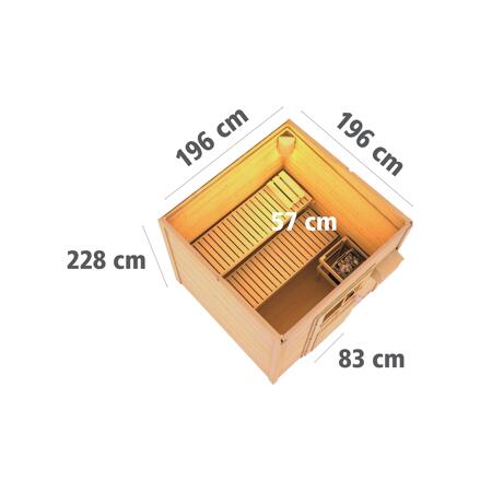 4. Bild von Massivholzsauna 'Torge' mit Bio-Ofen grau 196 x 228 x 196 cm, 9 kW