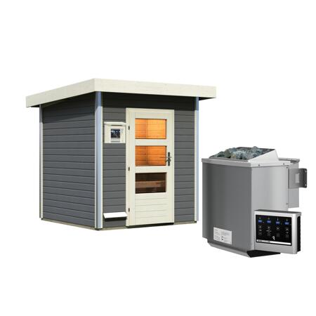 5. Bild von Massivholzsauna 'Torge' mit Bio-Ofen grau 196 x 228 x 196 cm, 9 kW
