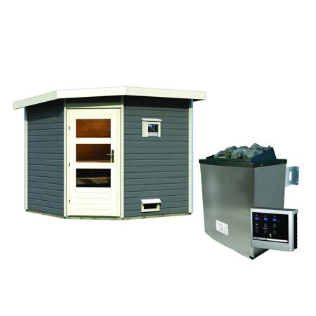 5. Bild von Massivholzsauna 'Heikki' mit Ofen grau 231 x 226 x 231 cm, 9 kW
