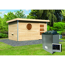 Verkleinertes Bild von Massivholzsauna 'Skrollan 3' mit Vorraum und Ofen natur 396 x 227 x 231 cm, 9 kW
