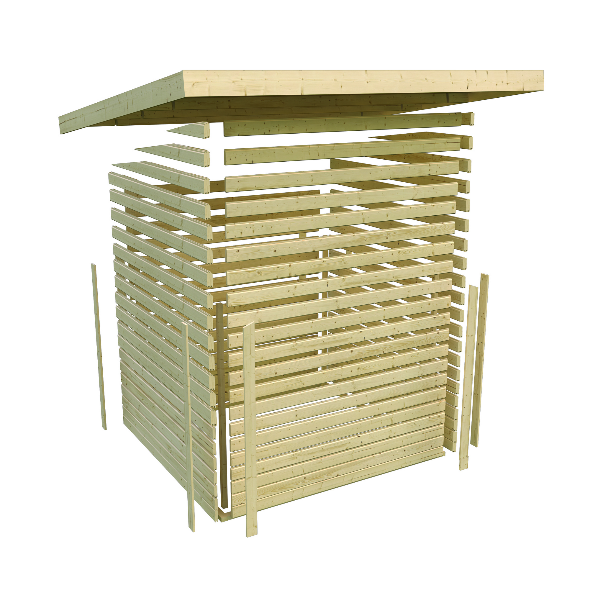Massivholzsauna 'Skrollan 3' mit Vorraum und Ofen natur 396 x 227 x 231 cm, 9 kW + product picture