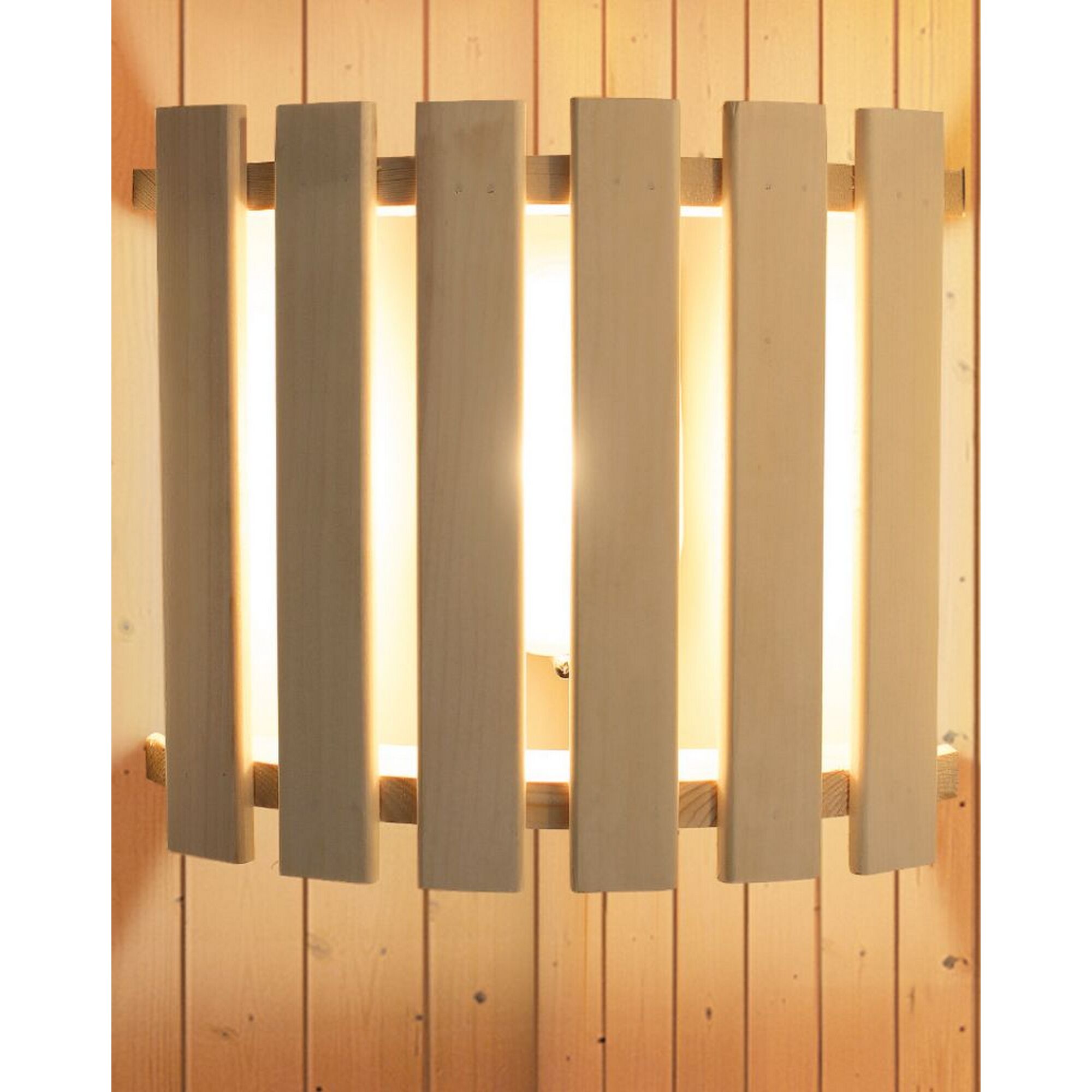 Holzsaunalampe leuchtet