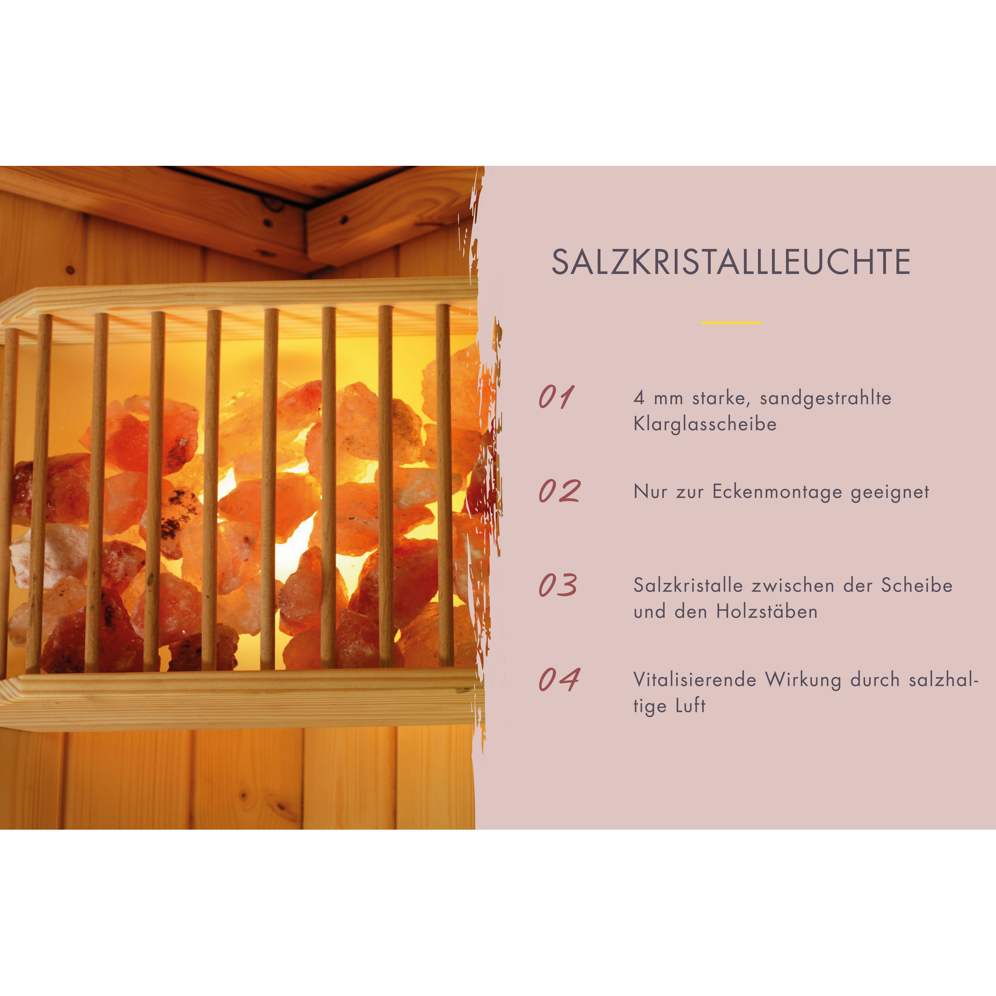 Saunaleuchte mit Salzkristallen 4 kg