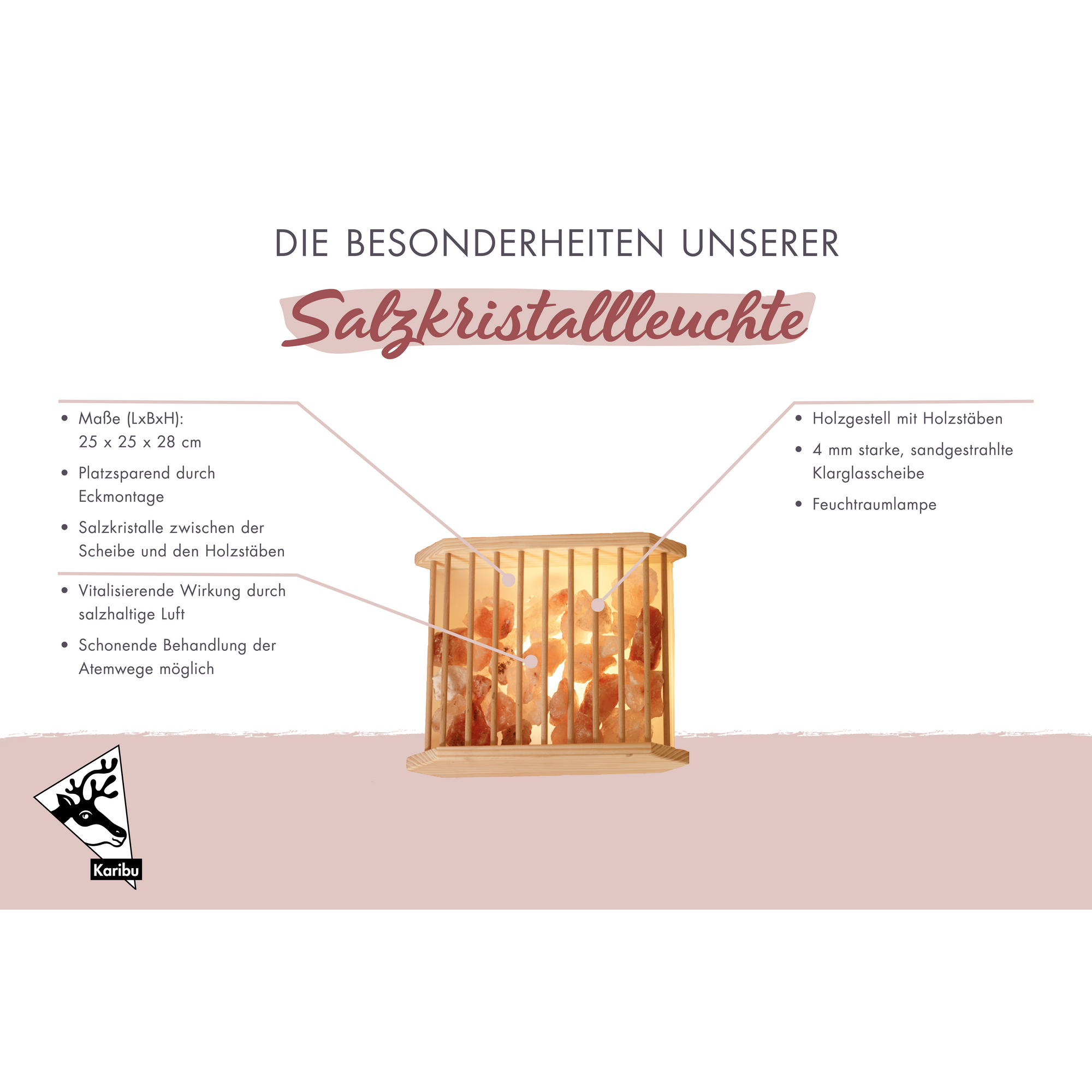 Saunaleuchte mit Salzkristallen 4 kg