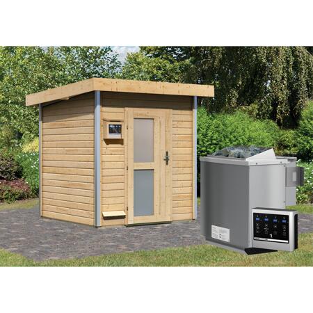 3. Bild von Massivholzsauna 'Torge' mit Bio-Ofen natur 196 x 228 x 196 cm, 9 kW