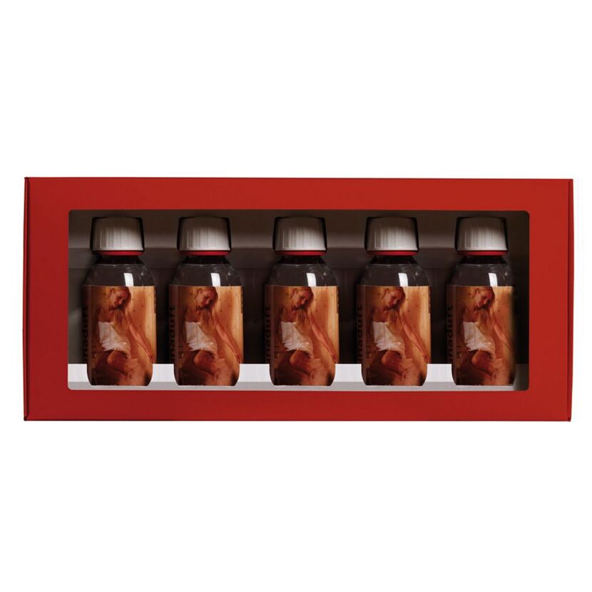 Fünf Flaschen Saunaduft im Geschenkset