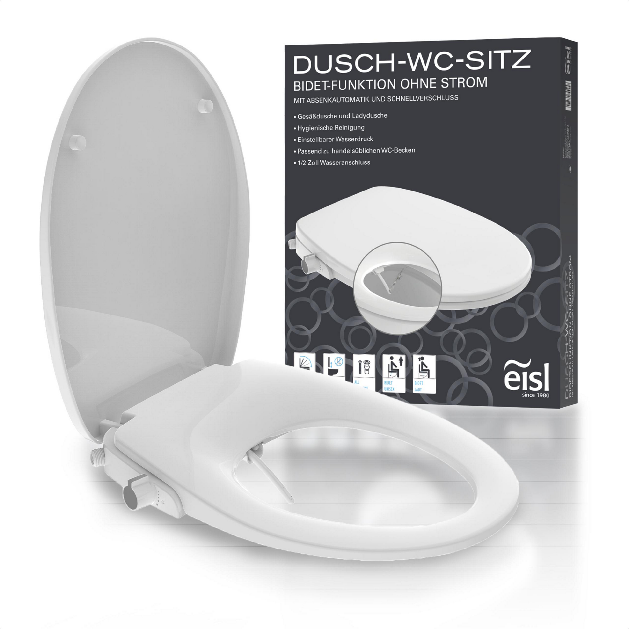 Dusch WC-Sitz 'EDDW01' weiß mit Absenkautomatik + product picture