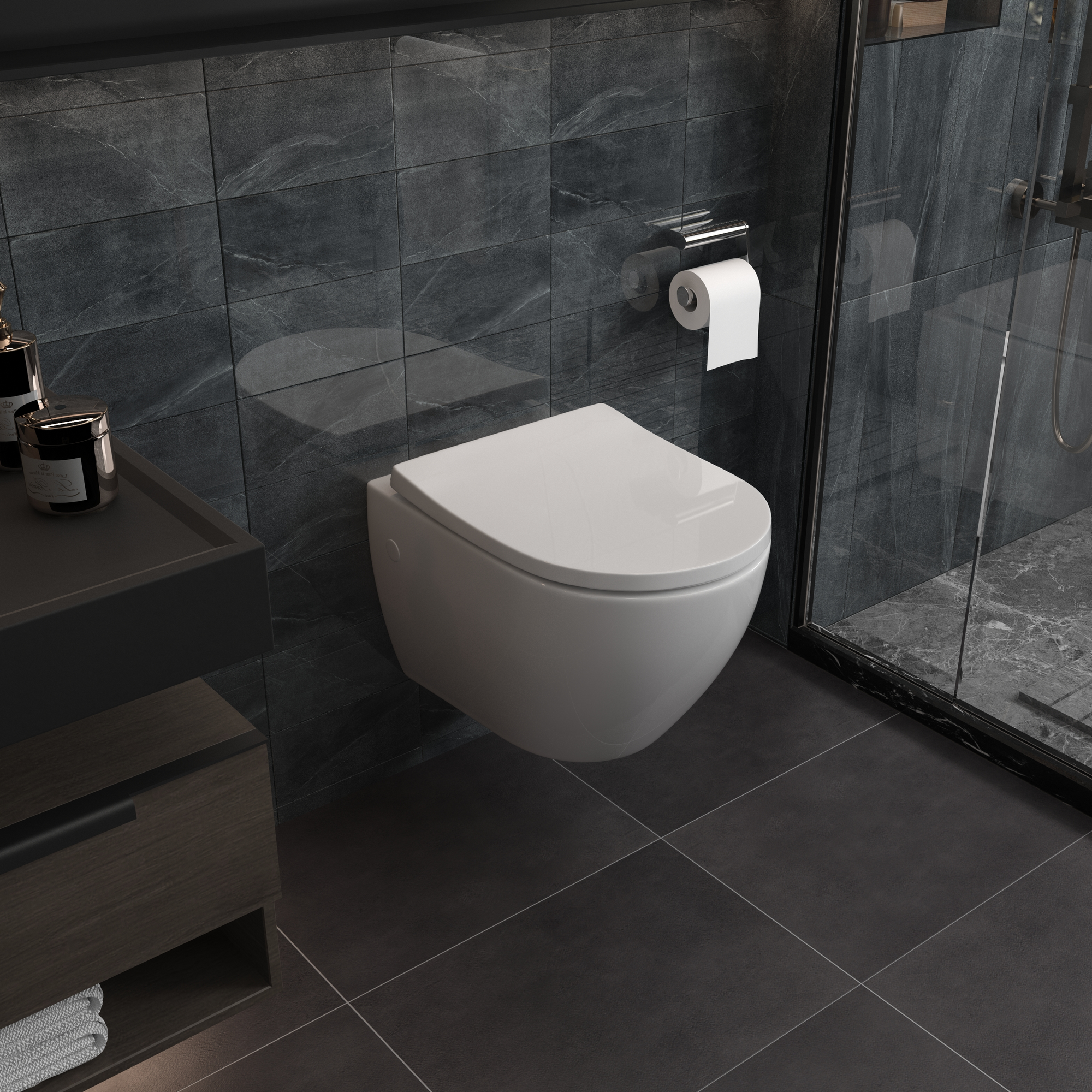 Wand-WC 'Adonis Twister Flush' spülrandlos weiß inklusive WC-Sitz
