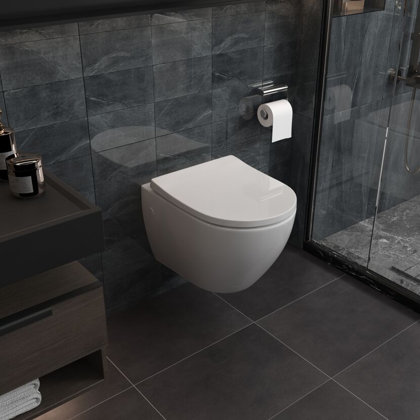 Wand-WC spülrandlos 'Adonis Twister Flush' inklusive WC-Sitz weiß