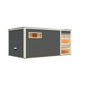 Saunahaus 'Hygge' terragrau mit Vorraum 508 x 276 x 221 cm
