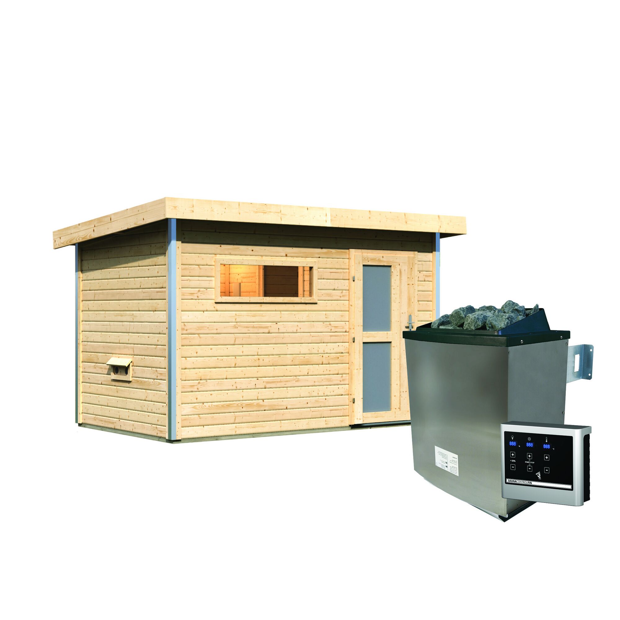 Saunahaus Skrollan mit 19kW Saunaofen