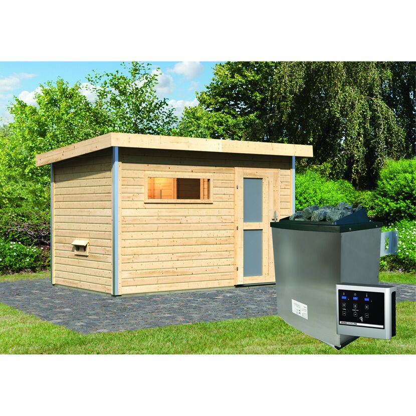 Saunahaus Skrollan mit 19kW Ofen