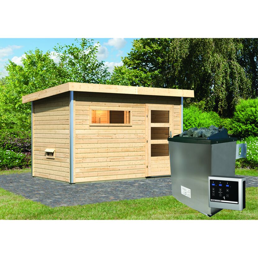 Saunahaus Skrollan mit 19kW Ofen