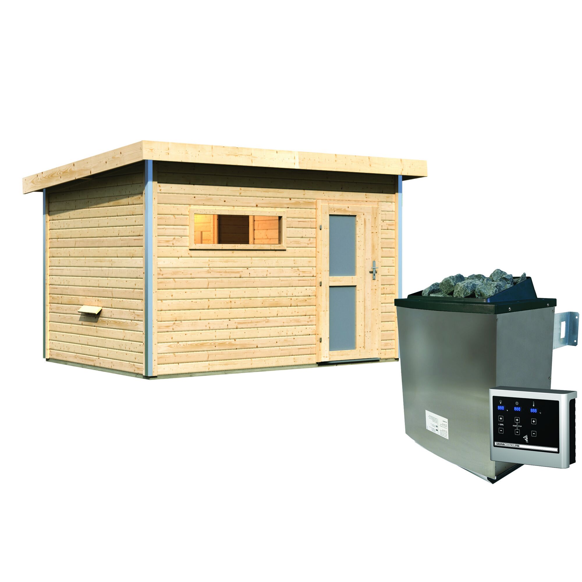 Saunahaus Skrollan mit 29kW Ofen