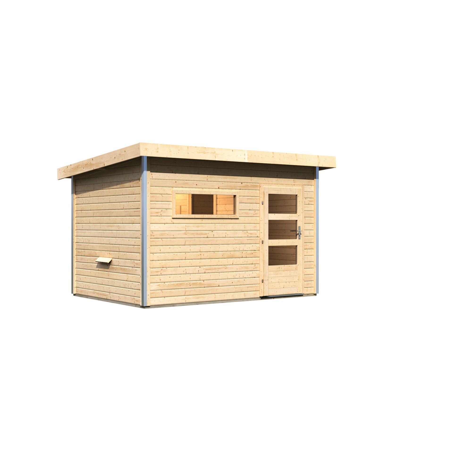 Kleines Saunahaus aus Holz.