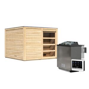 Saunahaus 'Cuben' natur 9 kW Bio-Ofen, Steuerung Easy, Schiebetür 276 x 276 x 210 cm