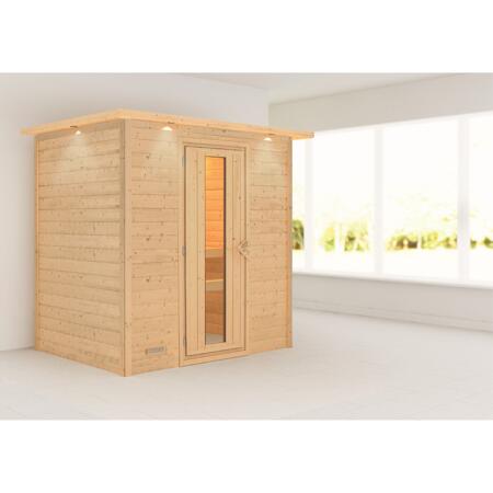 3. Bild von Massivholzsauna 'Sonja' natur Energiespartür, Kranz 224 x 160 x 202 cm