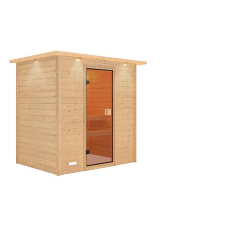 2. Bild von Massivholzsauna 'Sonja' natur bronzierte Glastür, Kranz 224 x 160 x 202 cm