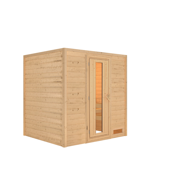 Bild von Massivholzsauna 'Anja' natur Energiespartür 196 x 170 x 198 cm