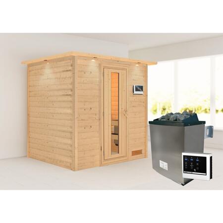 3. Bild von Massivholzsauna 'Anja' natur 4,5 kW Ofen, Steuerung Easy, Energiespartür 224 x 184 x 202 cm