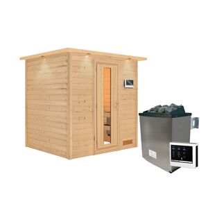Massivholzsauna 'Anja' natur 4,5 kW Ofen, Steuerung Easy, Energiespartür 224 x 184 x 202 cm