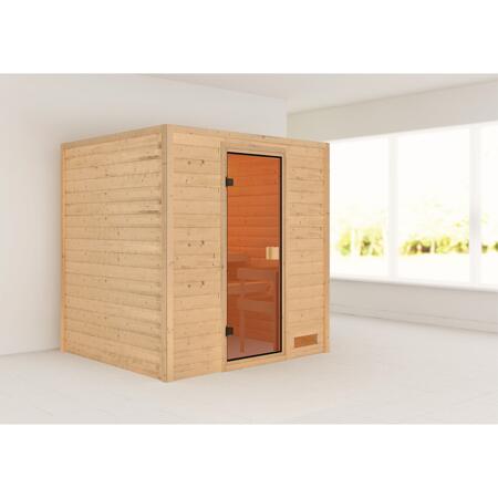 3. Bild von Massivholzsauna 'Anja' natur bronzierte Glastür 196 x 170 x 198 cm