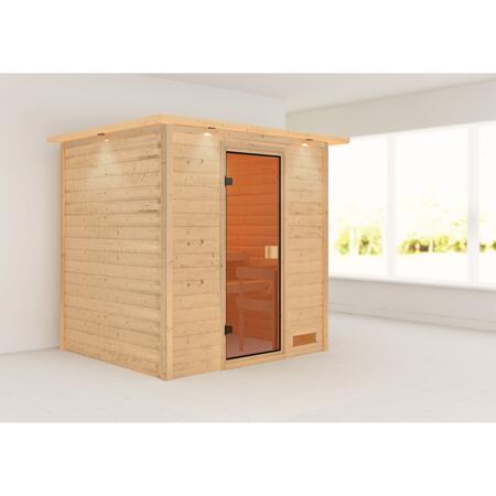 3. Bild von Massivholzsauna 'Anja' natur bronzierte Glastür, Kranz 224 x 184 x 202 cm