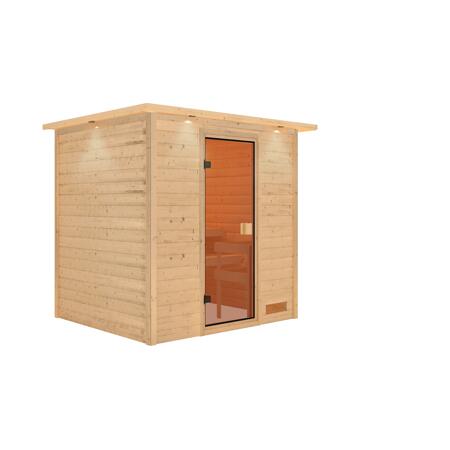 2. Bild von Massivholzsauna 'Anja' natur bronzierte Glastür, Kranz 224 x 184 x 202 cm