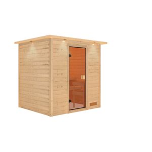 Massivholzsauna 'Anja' natur bronzierte Glastür, Kranz 224 x 184 x 202 cm