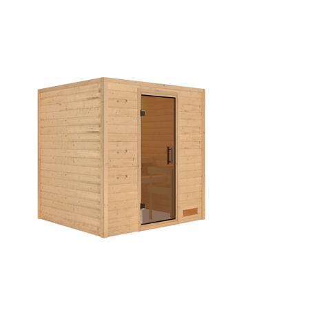 2. Bild von Massivholzsauna 'Anja' natur Glastür 196 x 170 x 198 cm