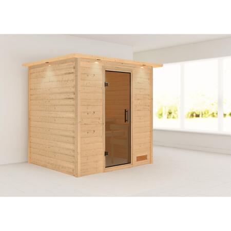 3. Bild von Massivholzsauna 'Anja' natur Glastür, Kranz 224 x 184 x 202 cm