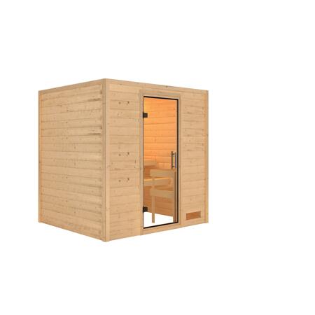 2. Bild von Massivholzsauna 'Anja' natur klare Glastür 196 x 170 x 198 cm