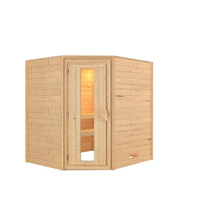 2. Bild von Massivholzsauna 'Mia' natur mit Energiespartür 196 x 170 x 198 cm