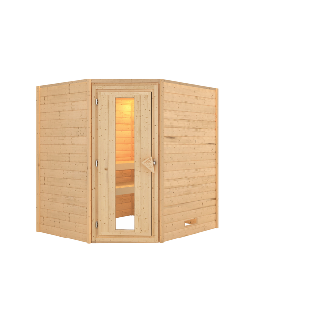 Bild von Massivholzsauna 'Mia' natur mit Energiespartür 196 x 170 x 198 cm