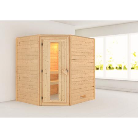 3. Bild von Massivholzsauna 'Mia' natur mit Energiespartür 196 x 170 x 198 cm